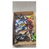 Tray Lot Of Assorted Toy Plastic Motorcycles