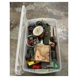 Tote With Assorted Train Cars, Buildings,
