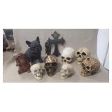 Tray Lot Of Assorted Skull Heads & More