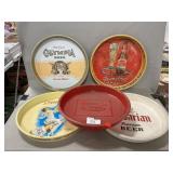 (5) Metal, Plastic Beer Trays