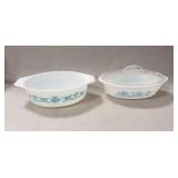 (2) Vintage Casserole Dishes & (1) Glass Lid