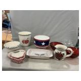 Contemporary Ceramic Bowls, Crock, Creamer, Glass