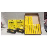 (11) DeWALT Drill Bits, (2) DeWALT Tool Dust Bags