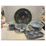 Painted Wooden Bowl, Enamelware