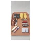 Tray Of Assorted Knives, (2) Zippo Lighters &