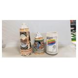 (2) Steins & (1) Stoneware Beer Mug (One Stein Is