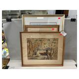 Signed Watercolor, 1938 Etching Of Alexander