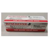 (100) Rounds 9mm Luger Ammo (Factory Sealed)