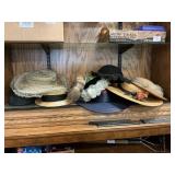 Shelf Lot Of Vintage Hats