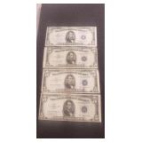 (4) U.S. Silver Certificate Five Dollar Bills