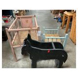 Vintage Wooden Doll Cribs, Rolling Donkey (Broken