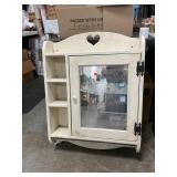 Vintage Wooden Shelf Unit With Mirrored Door,