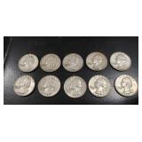 (10) U.S. Silver Quarters (90% Silver)