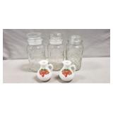 (2) AVON Pitchers, (2) Planters Peanut Glass Jars