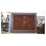 (1) Vintage Framed American Eagle Latch Hook Wall