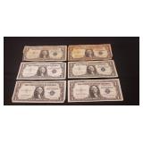 (6) U.S. Silver Certificate One Dollar Bills