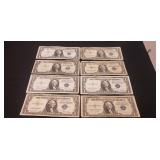 (8) U.S. Silver Certificate One Dollar Bills