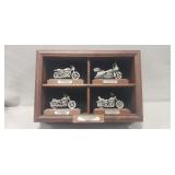(4) Pewter Harley Davidson Motorcycle Replicas w/