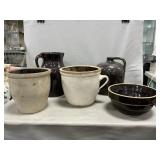 Box Lot With Stoneware Pitcher, Jug, Crocks, B