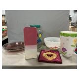 Beverage Dispenser, Pyrex Pie Plates, Anchor