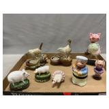 Pig Figurines & Mini Boxes, Earthenware Bird
