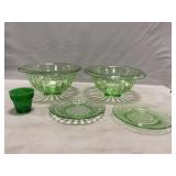 Green Depression Bowls & Plates, Mini Flower Pot