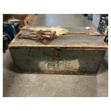 Vintage Wooden Box With Handsaws, Pneumatic