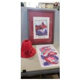 Tray Of Assorted "Red Hat" Items Including Framed