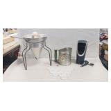 (13) Individual Salt Dishes, Cone Strainer,