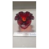 (1) Vintage Fenton Ruby Red Ruffled Rose Bowl