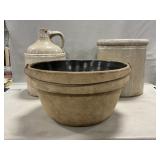 Stoneware Crock, Jug, Bowl With Handle