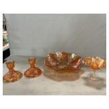 Dugan Grape Bowl & Fenton Holly Compote Marigold