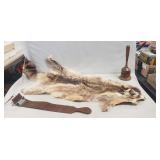 Vintage Raccoon Pelt, Vintage Leather Razor Strap
