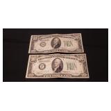 (2) 1934 U.S. Ten Dollar Bills