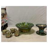 Iridescent Carnival Fruit Bowl, Pedestal Bowl,