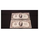 (2) 1934 U.S. Ten Dollar Bills