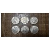 (6) 1964 U.S. Silver Kennedy Half Dollar Coins