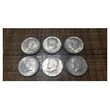 (6) 1964 U.S. Silver Kennedy Half Dollar