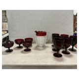Doyle Hobnail Pitcher, Ruby Red Stemware