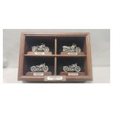 (4) Pewter Harley Davidson Motorcycle Replicas w/