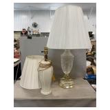 Crystal Lamp, Porcelain Lamp Base (Chipped) &