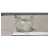 (1) Vintage Glass Hen On Nest Covered Dish