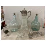 Crystal Claret Diamond Point Pitcher, Handblown