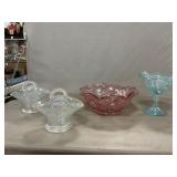 L.E. Smith Iridescent Carnival Bowl, Imperial Ice