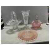Germany Hofbauer Lead Crystal Vase & Basket, L.E.