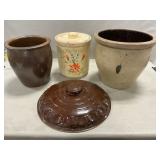Stoneware Crocks, Canister, Lid