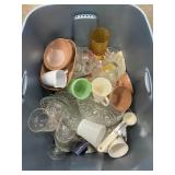 Tote With Glassware, Fire King Mug