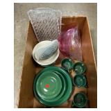 Box Lot With Dinnerware, Plastic Trays & Bowls,