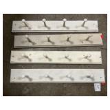 (4) Wooden Coat Hook Boards, 24" Long