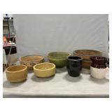 Assorted Stoneware Bowls, Planters, 2-Tone